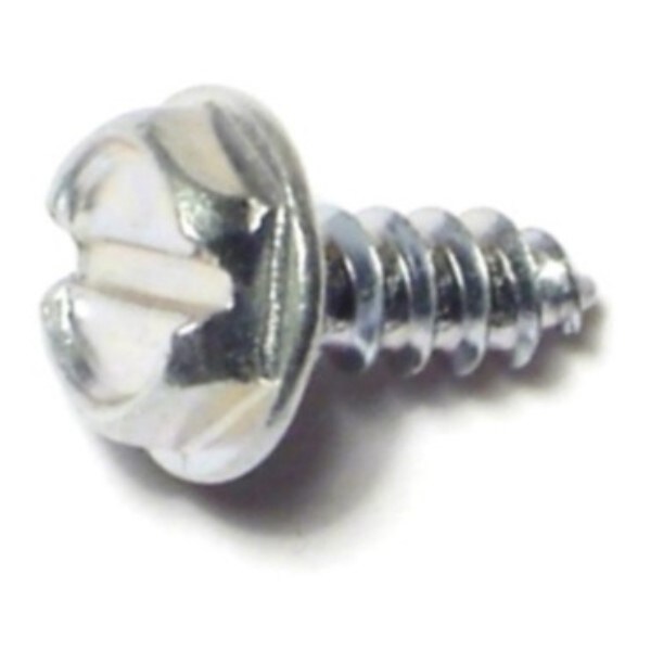 Midwest Fastener Sheet Metal Screw, #6 x 3/8 in, Zinc Plated Steel Flange Hex Head Slotted Drive, 60 PK 61401 - main